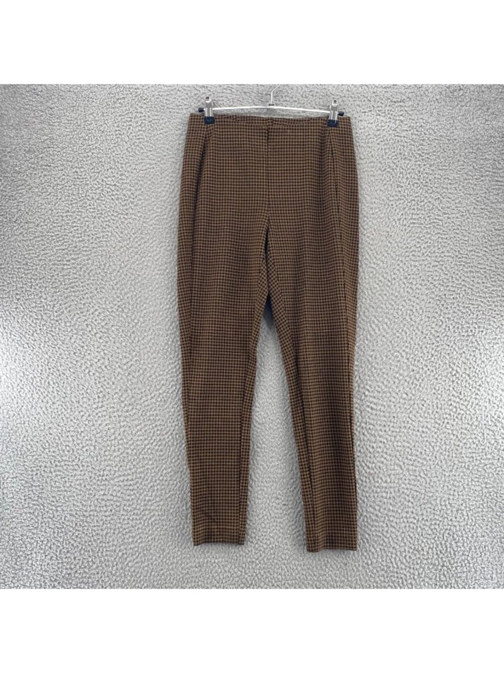 J Jill Pants Womens Small Petite Brown Gingham Check Ponte Knit Cropped Leggings